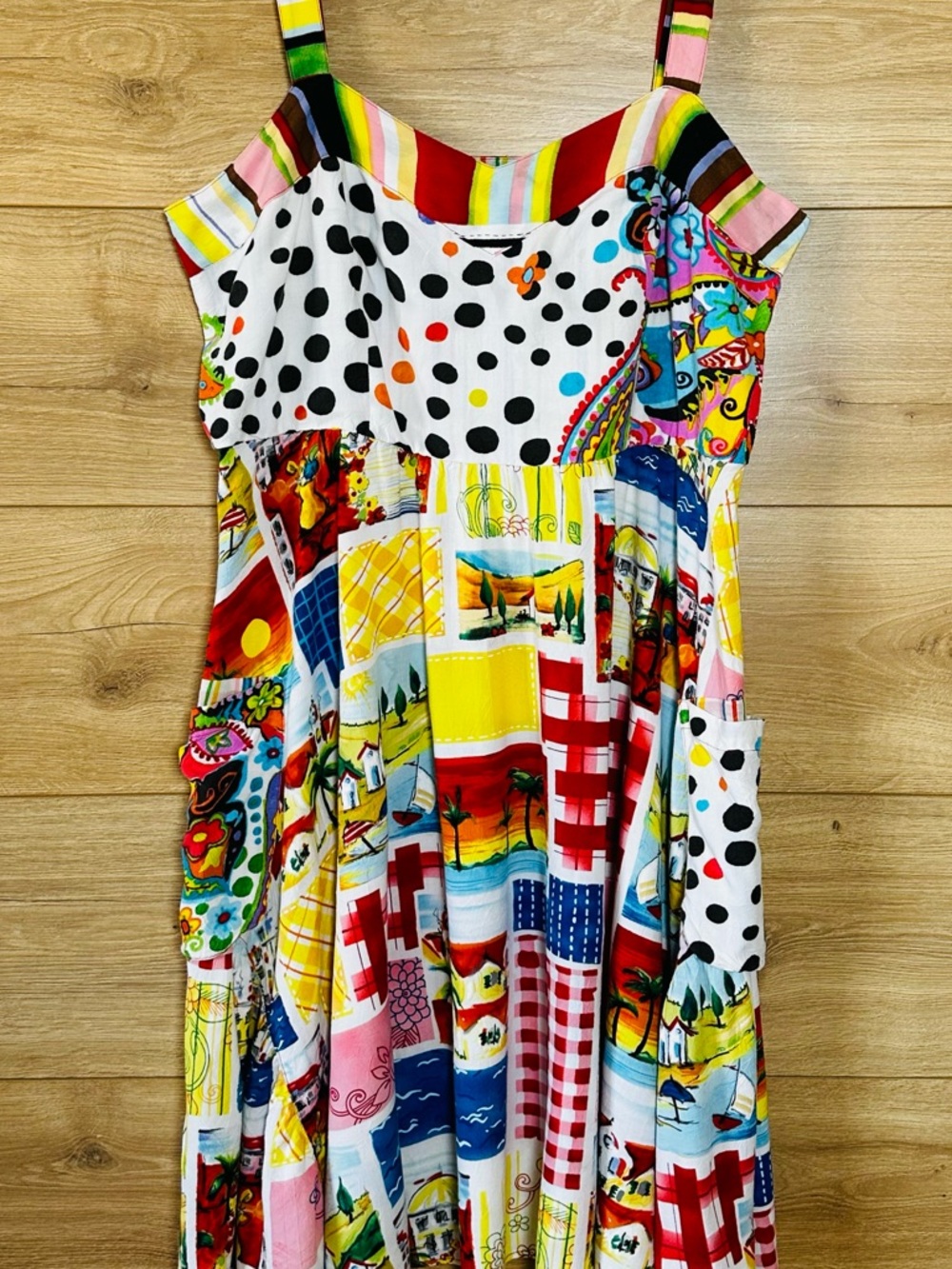 Jams World. Colorful Patchwork Polka Dot Sundress Vintage - Picture 8 of 8